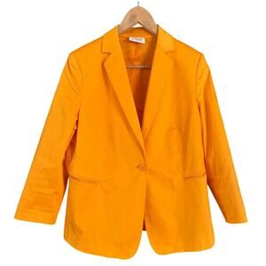Akris Punto Orange Yellow Blazer Boyfriend Jacket Size 12